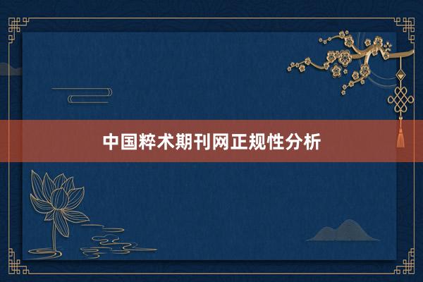 中国粹术期刊网正规性分析